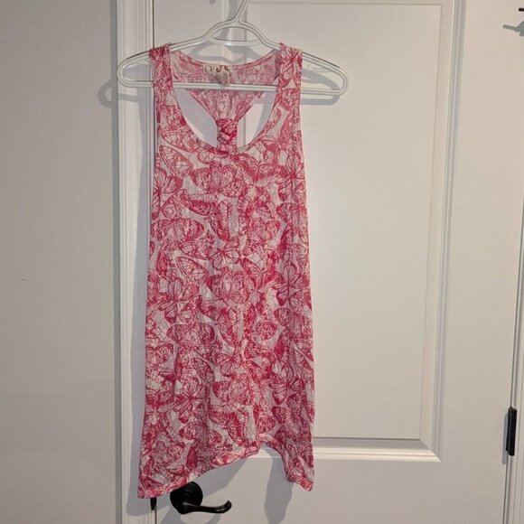 *3 FOR $9* OP Burn Out Semi-sheer butterfly butterflies print Racerback Tank Top - Picture 1 of 3